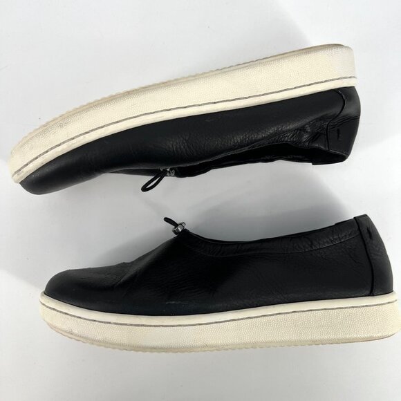 Eileen Fisher‎ Sydney Slip-On Black Leather Sneaker Flats  Drawstring Size 7.5 - Picture 4 of 12